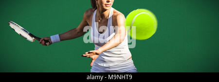 Composite image of tennis woman Stock Photo
