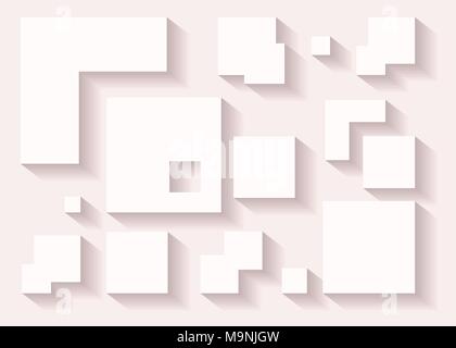 Abstract geometric shapes vector decor with shadow in popular pink tones. Stock Vector