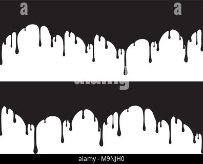 Black paint drips. Vector illustration for your design. Stock Vector