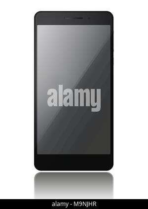 Realistic vector smartphone, mobile phone with reflection. Stock Vector