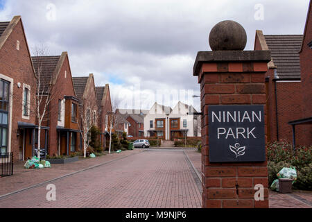 Ninian Park houses opposite the Cardiff City Stadium Stock Photo