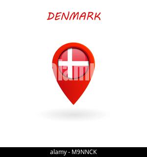 Location Icon for Denmark Flag, Vector, Illustration, Eps File Stock Vector