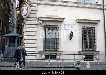 ROME, ITALY - MARCH 25, 2018: Detail of Piazza Colonna in the historic heart of Rome, on the Palm Sunday. In Piazza Colonna is the residence of Italia Stock Photo