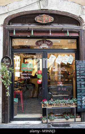 ROME, ITALY - MARCH 25, 2018: The Lost Food Factory sandwich place in the heart of Rome, where you can choose from different kinds of bread, soups, pi Stock Photo