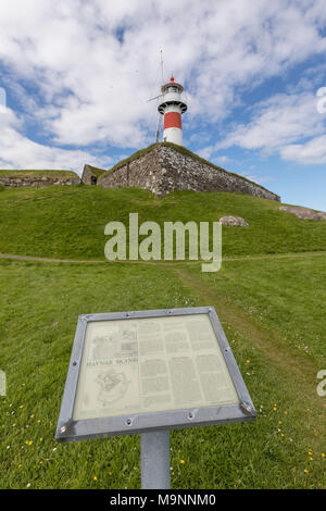 Lighthouse and historic fortress of Skansin,Torshavn, Streymoy Island, Faroe Islands Stock Photo