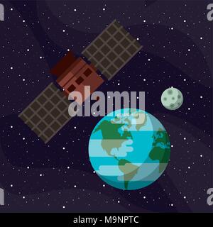 Space satellite around earth Stock Vector