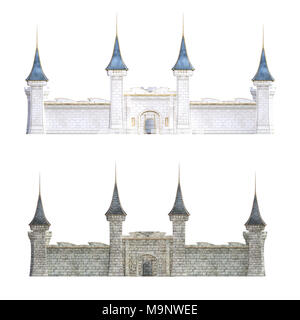 Castle gates isolated on white, 3d render. Stock Photo