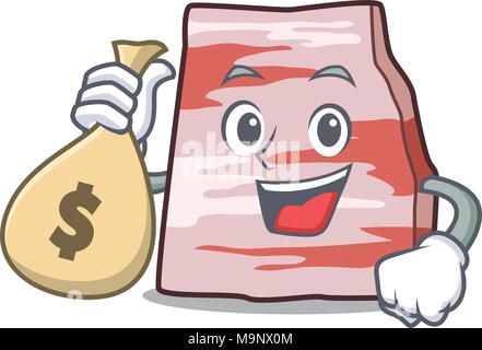 With money bag pork lard character cartoon Stock Vector