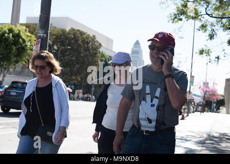 LOS ANGELES, CA - March 15, 2018: Unidentified ordinary people in the streets of Downtown of Los Angeles on March 15, 2018.
