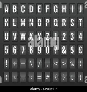 Flip clock alphabet on a black background. Stock Vector
