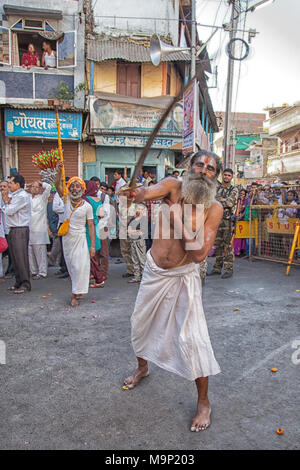 Sadhus during Hindu festival Kumbh Mela, Ujjain, India Stock Photo