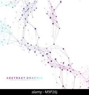 Geometric abstract vector with connected line and dots. Global network connection background. Technological sense abstract illustration. Stock Vector