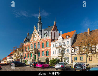 City Hall on the Market Square, Dahlen, Saxony, Germany Stock Photo