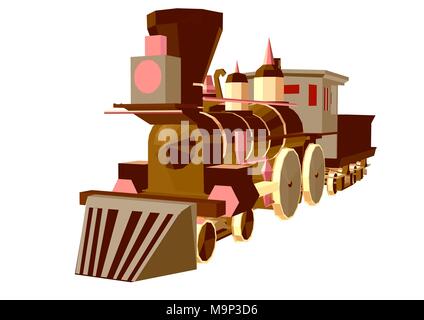 steam train low poly style isolated on white Stock Vector