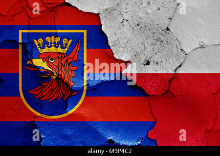 flags of Szczecin and Poland painted on cracked wall Stock Photo - Alamy