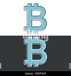 Bitcoin blue symbol icon, black and white design. Flat style vector illustration Stock Vector
