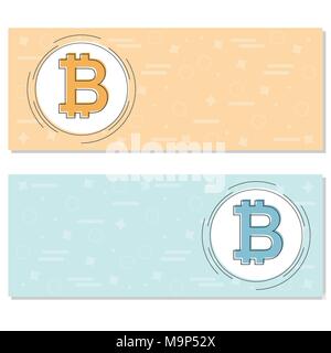 Bitcoin concept. Cryptocurrency logo sigh. Digital money. Block chain, finance symbol. Flat style vector illustration Stock Vector