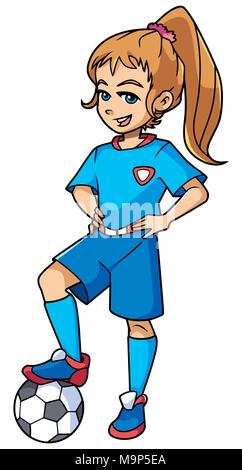 Football Girl Standing Stock Vector