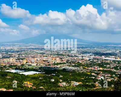 View of Castellammare di Stabia with Vesuvius, Province of Salerno, Campania, Italy Stock Photo