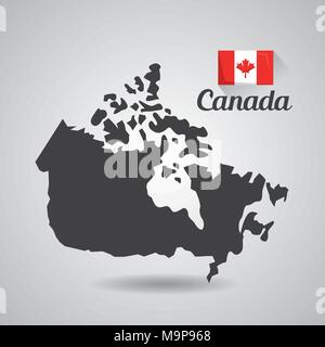 canada flag map monument Stock Vector