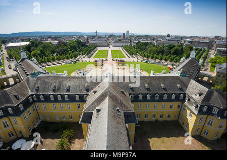 View from Karlsruhe Palace to palace garden and city, Badisches Landesmuseum, Karlsruhe, Baden-Württemberg, Germany Stock Photo