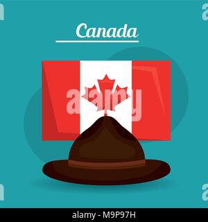 canada flag map monument Stock Vector