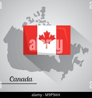 canada flag map monument Stock Vector