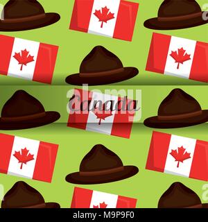 canada flag map monument Stock Vector