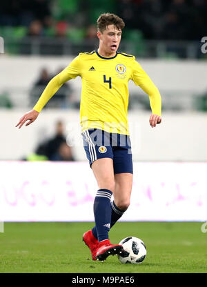 Scotland's Jack Hendry during the international friendly match at the Groupama Arena, Budapest. PRESS ASSOCIATION Photo. Picture date: Tuesday March 27, 2018. See PA story SOCCER Hungary. Photo credit should read: Tim Goode/PA Wire. Stock Photo