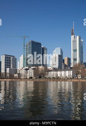 Skyline, Mainufer, Frankfurt am Main, Hesse, Germany Stock Photo