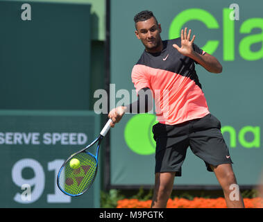 Key Biscayne, Florida, USA. 27th March, 2018. Nick Kyrgios during Day 9 at the Miami Open Presented by Itau at Crandon Park Tennis Center on March 27, 2018 in Key Biscayne, Florida.    People:  Nick Kyrgios Credit: Storms Media Group/Alamy Live News Stock Photo