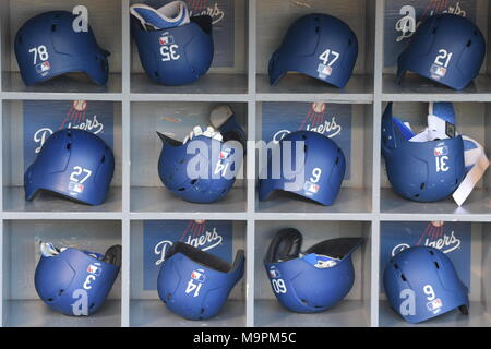 The Los Angels Dodgers batting helmets of ll3#2, catcher Austin