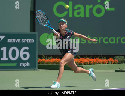 KEY BISCAYNE, FL - MARCH 25: Elise Mertens during Day 7 at the Miami Open Presented by Itau at Crandon Park Tennis Center on March 25, 2018 in Key Biscayne, Florida. People: Elise Mertens Stock Photo