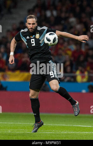 Gonzalo Higuain (Juventus) during the friendly match between Spain and Argentina, on March 27, 2018. Wanda Metropolitano Stadium, Madrid, Spain. Stock Photo