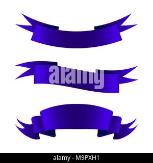 Collection of blue empty ribbon banners Stock Vector