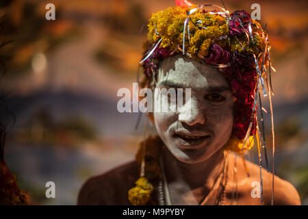 Sadhu during Hindu festival Kumbh Mela, portrait, Ujjain, India Stock Photo