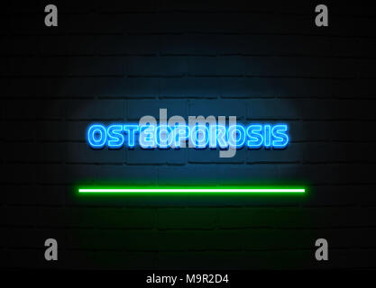 Osteoporosis neon sign - Glowing Neon Sign on brickwall wall - 3D rendered royalty free stock illustration. Stock Photo