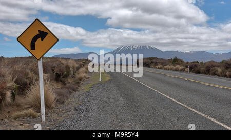 View of Mt Ruapehu as seen from Desert Road in New Zealand Stock Photo