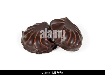Marshmallow in chocolate. Close-up. Isolated on white background. Stock Photo