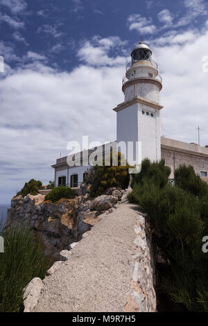 Lighthouse at Cap de Formentor on the Mediterranean coast of Mallorca on a cloudy day Stock Photo