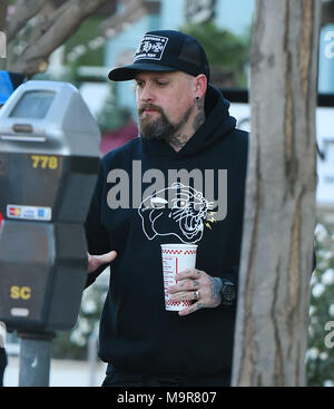 Joel Madden and and his son Sparrow meet Benji Madden for Five Guys in Los Angeles  Featuring: Benji Madden Where: Los Angeles, California, United States When: 24 Feb 2018 Credit: WENN.com Stock Photo