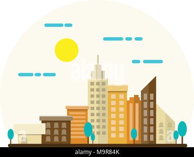 City Landscape Illustration. Flat Design. Stock Vector