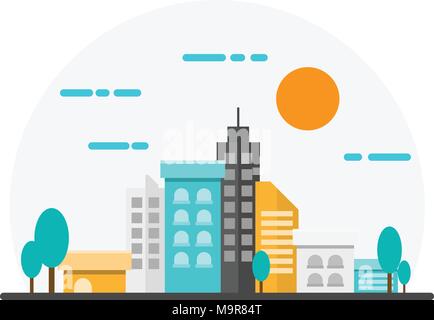 City Landscape Illustration. Flat Design. Stock Vector