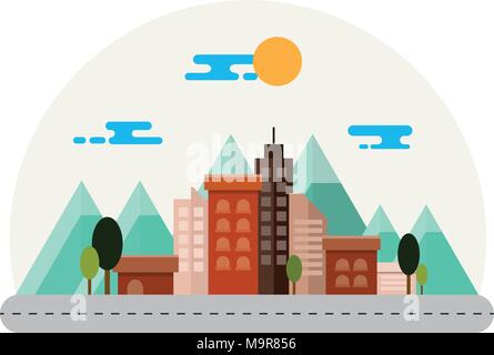 City Landscape Illustration. Flat Design. Stock Vector