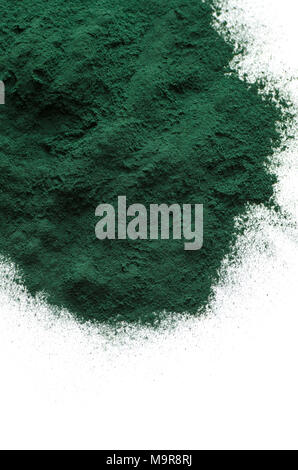 Organic spirulina powder. Spirulina is a superfood used as a food supplement source of vitamin protein and beta carotene Stock Photo