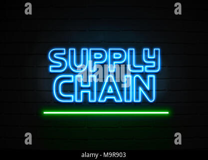 Supply Chain Manageme neon sign - Glowing Neon Sign on brickwall wall - 3D rendered royalty free stock illustration. Stock Photo
