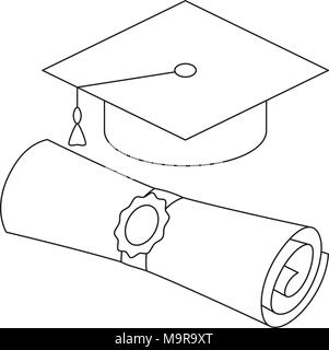 diploma scroll and hat