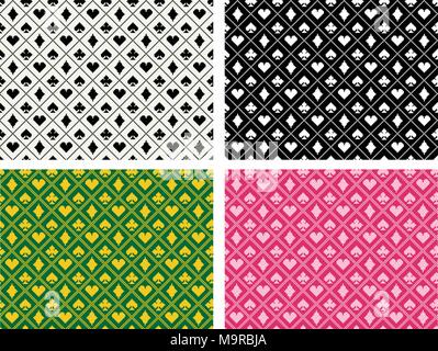 Seamless casino pattern in pixel batik art, vector design Stock Vector