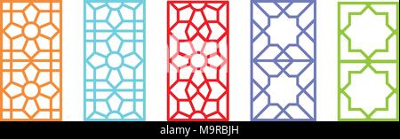 Indian rectangle window frame with islamic pattern, vector art Stock Vector
