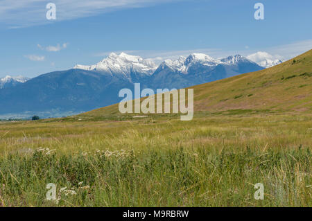 View of the Mission Mountains in Montana from the National Bison Range Stock Photo